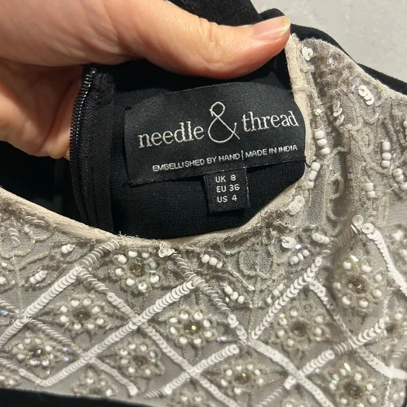 Needle & Thread Black Dress with Silver Embellishments S - Picture 3 of 6